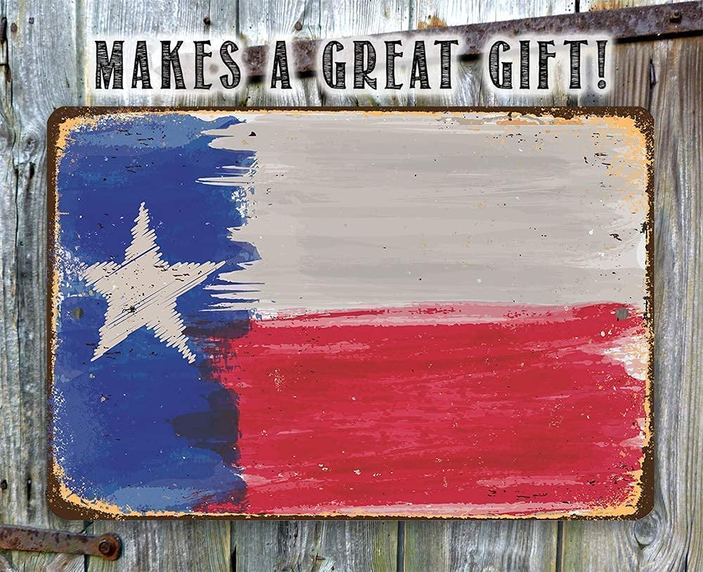 Metal Sign - Texas Flag Metal Sign - Durable Metal Sign - Use Indoor/Outdoor - Great Gift and Decor under $20 (8" X 12")