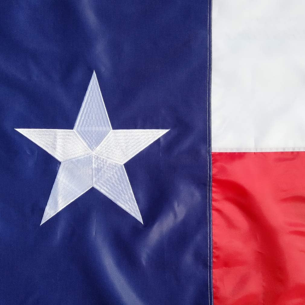 Embroidered Texas State Flag 4X6 Ft - Embroidered Stars, Heavy Duty Nylon, Sewn Stripes, Brass Grommets and . Waterproof UV Protected. All Weather American Texas Flags Banner Great for Ondoor and Intdoor Decor