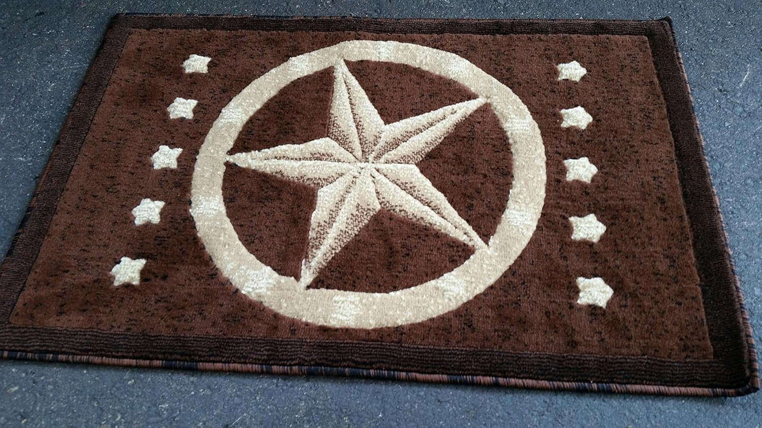 Texas Star Door Mat Area Rug Dark Brown Carpet King  Design #5457 (2Ft.X3Ft.)