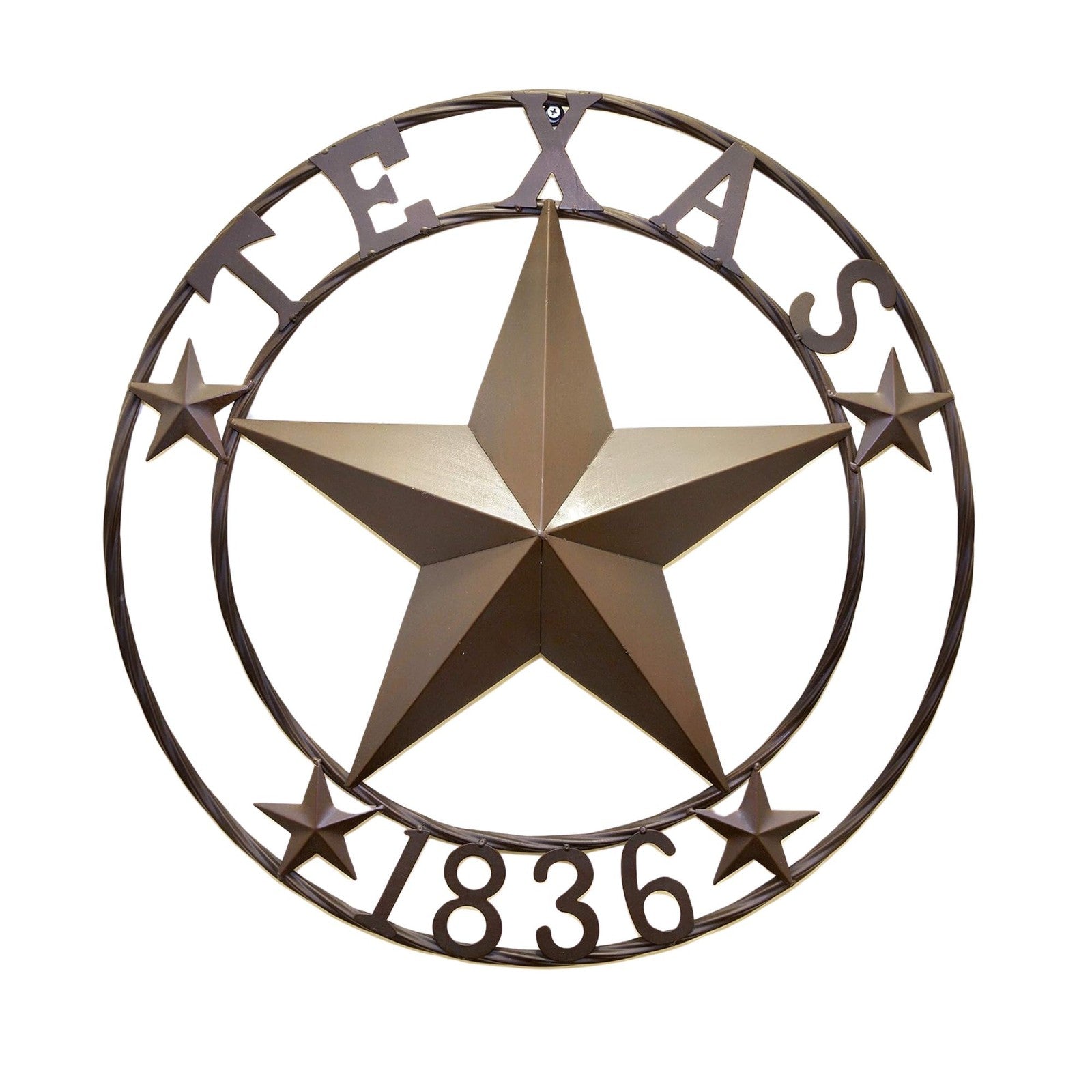 Rustic Metal Circle Texas Lonestar 1836 Wall Hanging Welcome Decor Sign Plaque