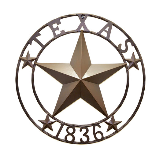 Rustic Metal Circle Texas Lonestar 1836 Wall Hanging Welcome Decor Sign Plaque