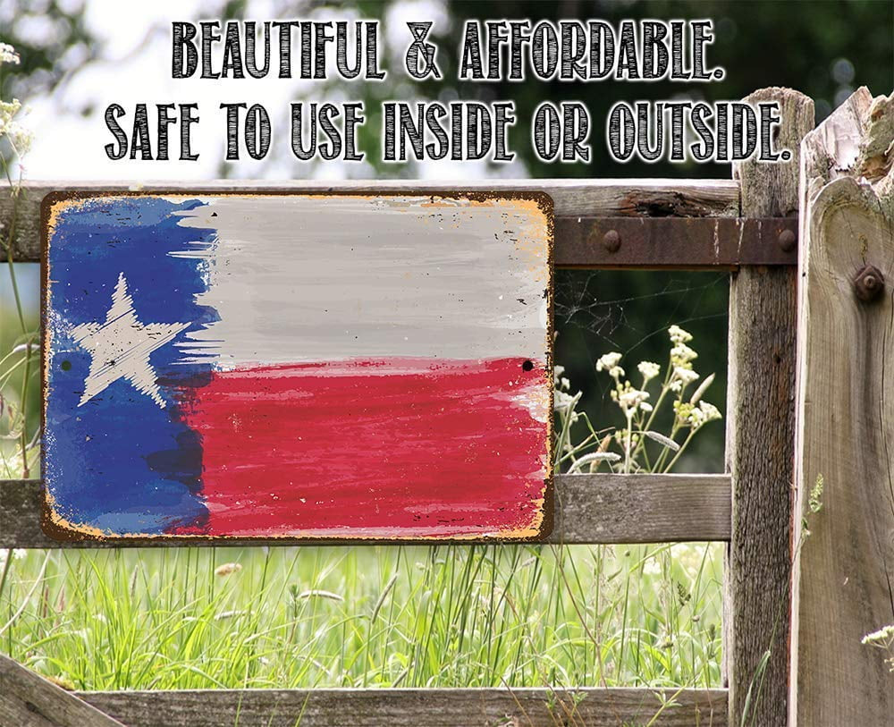 Metal Sign - Texas Flag Metal Sign - Durable Metal Sign - Use Indoor/Outdoor - Great Gift and Decor under $20 (8" X 12")