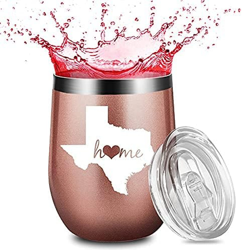 Texas Gifts Themed State Decor Gifts for Texan Women Men Husband Texas Home Coffee Travel Wine Tumbler Rose Gold 12 OZ