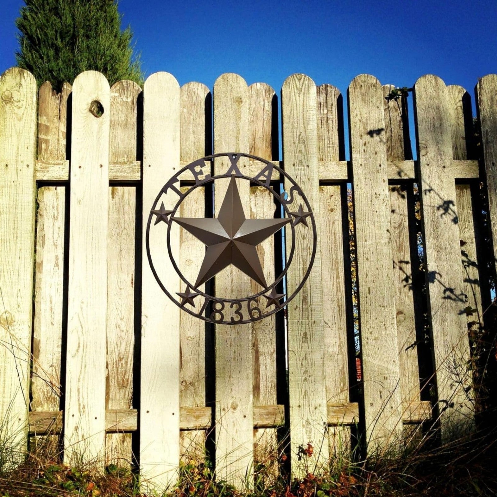 Rustic Metal Circle Texas Lonestar 1836 Wall Hanging Welcome Decor Sign Plaque
