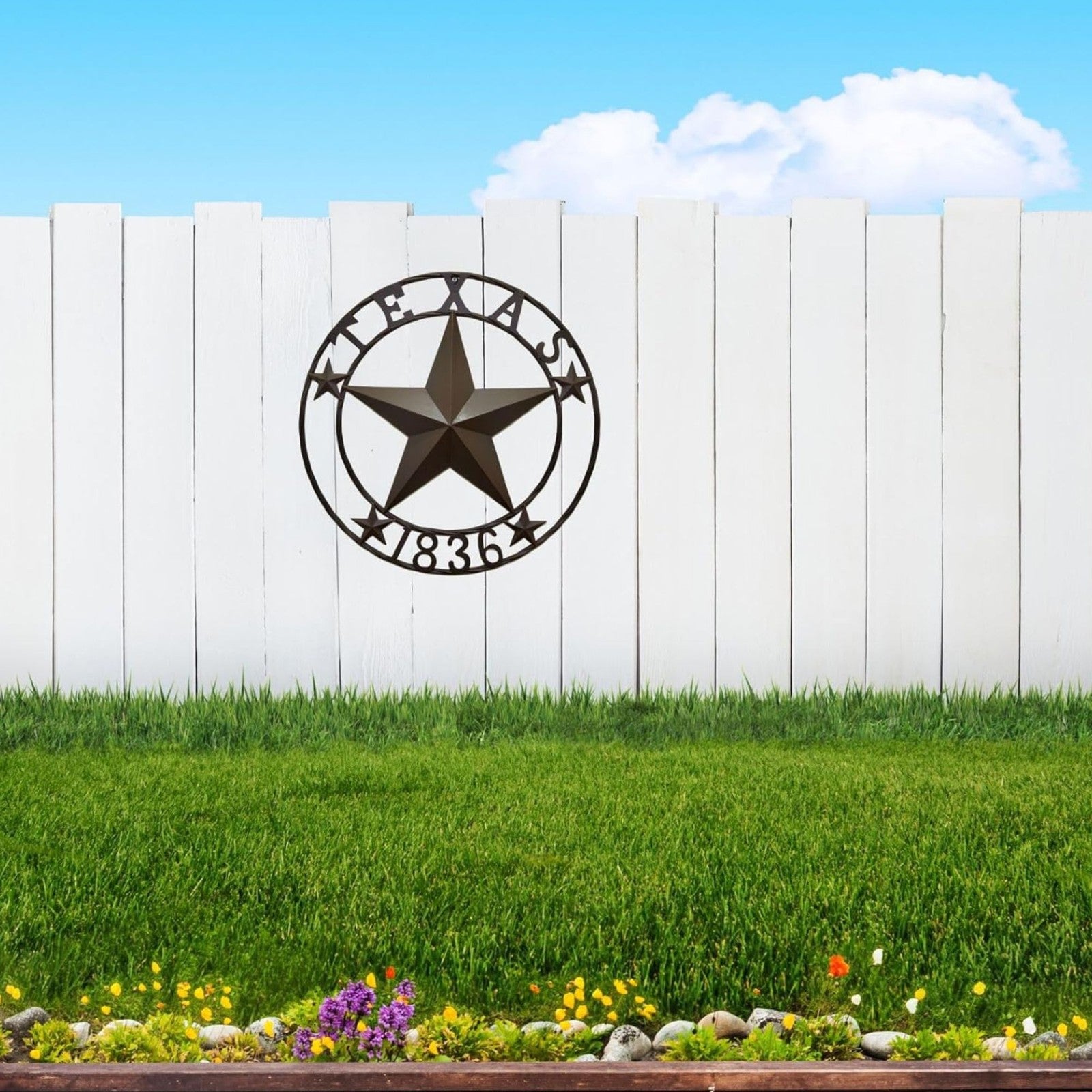 Rustic Metal Circle Texas Lonestar 1836 Wall Hanging Welcome Decor Sign Plaque