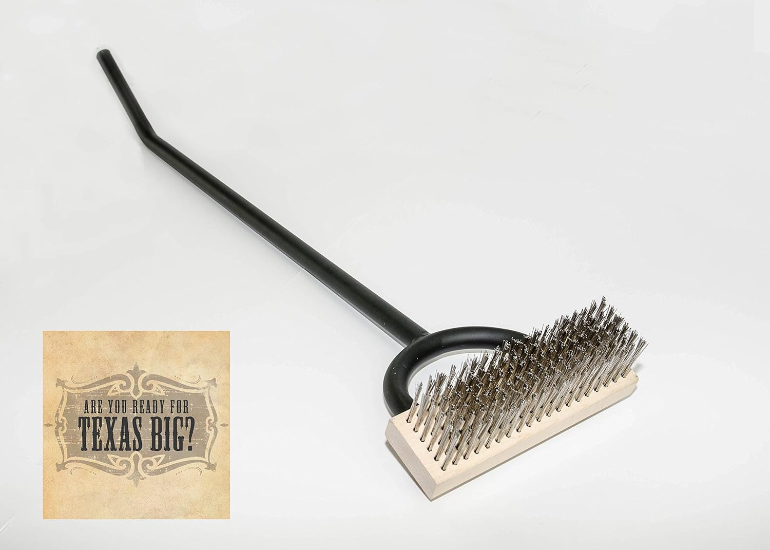 Texas BBQ Grill Brush-33 Metallic Handle, Stainless Steel Bristles-Heavy Duty Barbeque Grill Cleaning Tool-Scratchless Cleaning Brush for Gas/Charcoal Grates-Grilling Gifts for Cooks-Replaceable Head