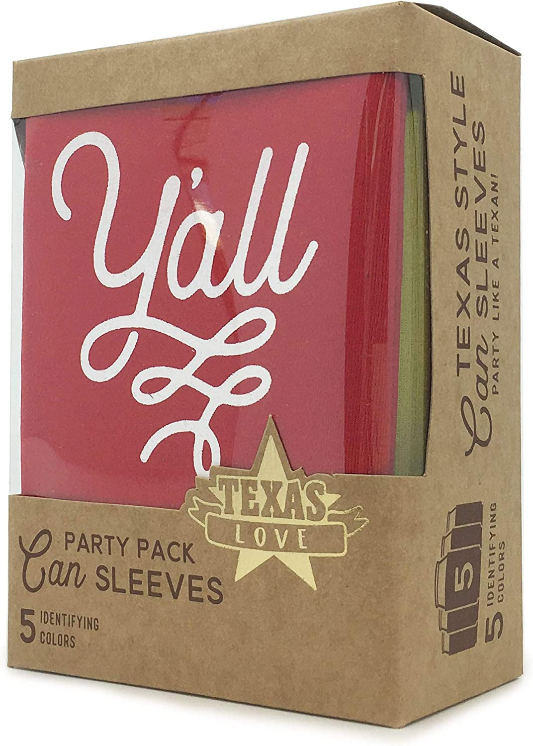 Y'All Texas Party Beverage Insulator in Five Colors Can Sleeve Insulator Texas Gift