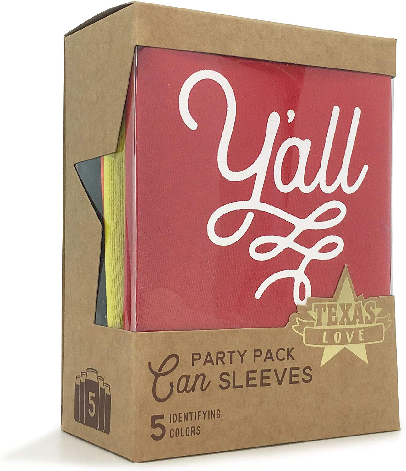 Y'All Texas Party Beverage Insulator in Five Colors Can Sleeve Insulator Texas Gift