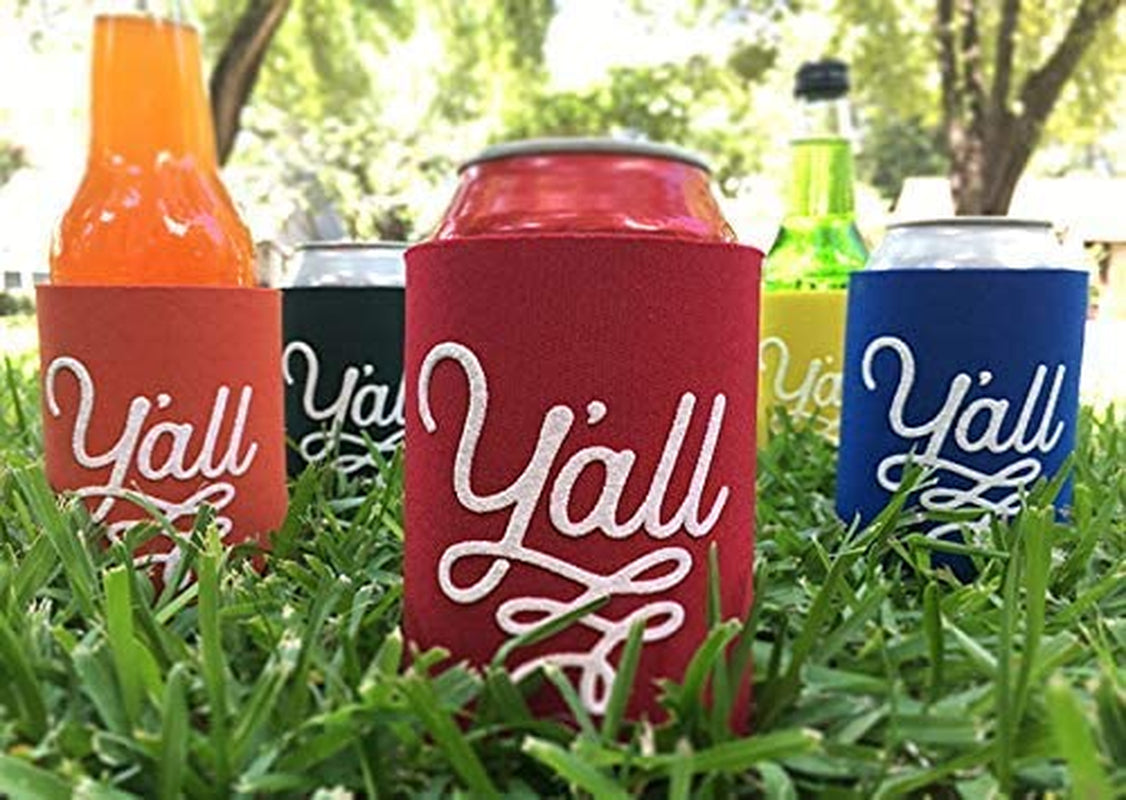 Y'All Texas Party Beverage Insulator in Five Colors Can Sleeve Insulator Texas Gift