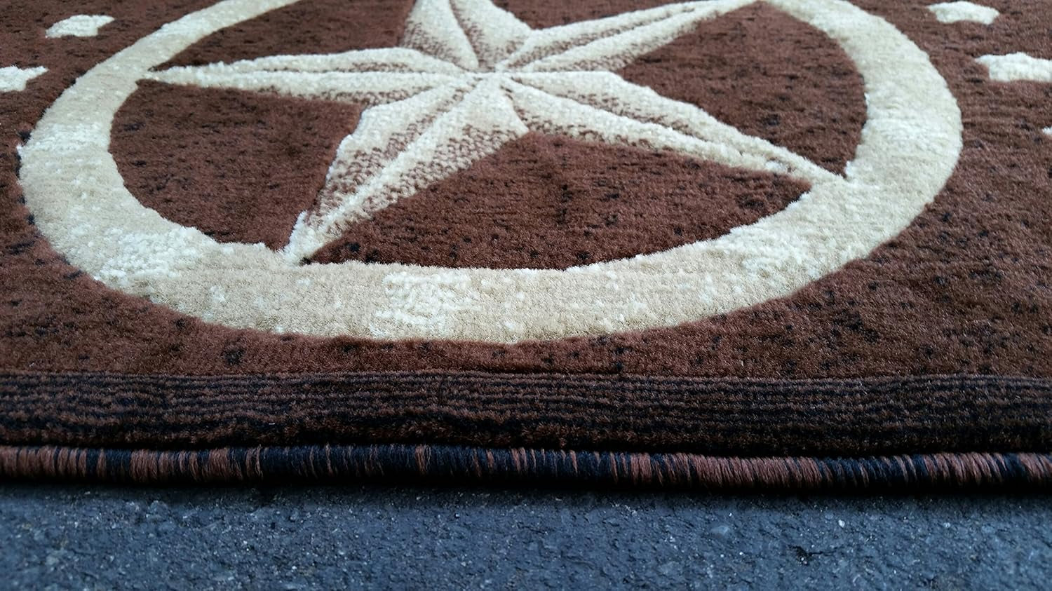Texas Star Door Mat Area Rug Dark Brown Carpet King  Design #5457 (2Ft.X3Ft.)