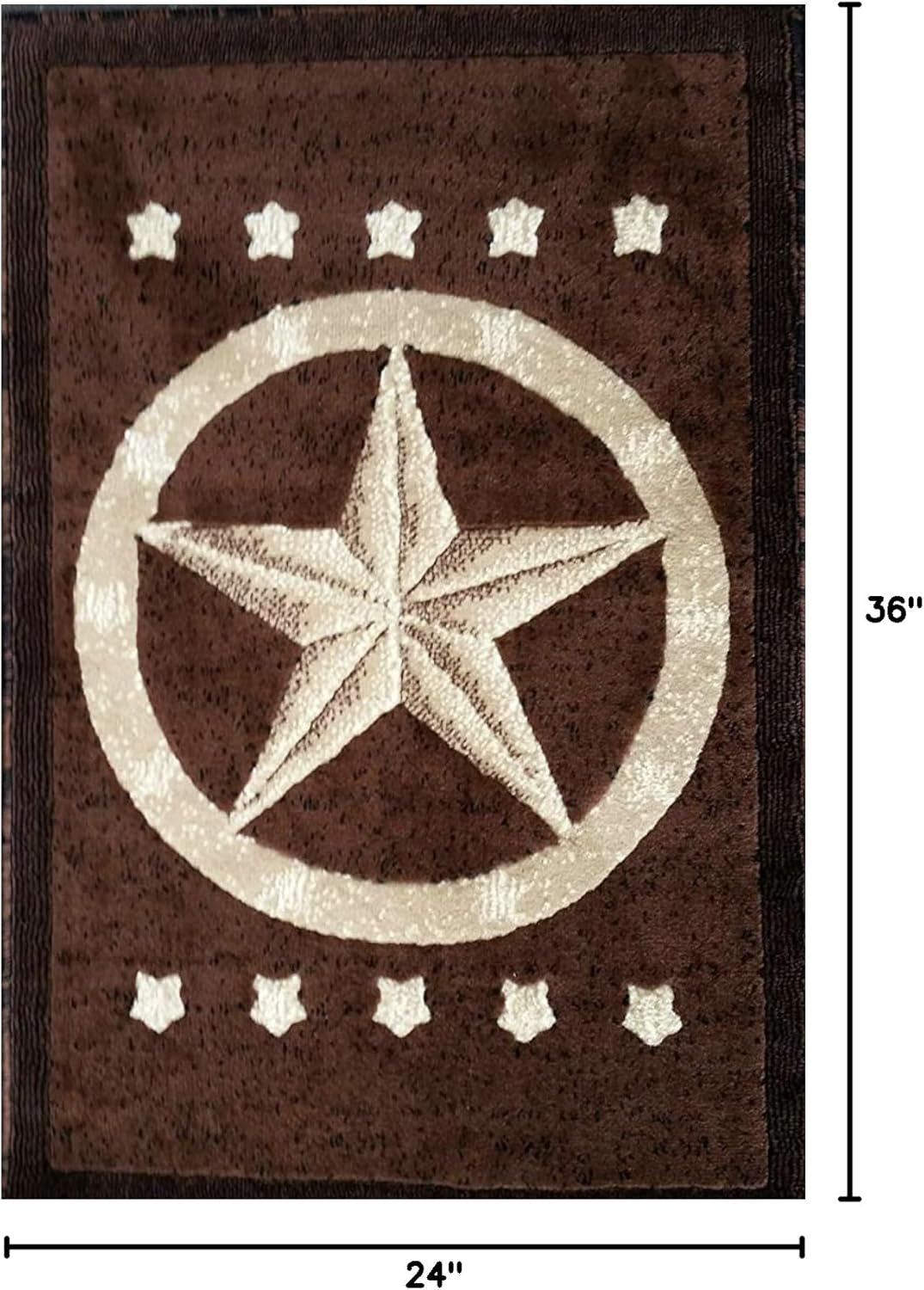 Texas Star Door Mat Area Rug Dark Brown Carpet King  Design #5457 (2Ft.X3Ft.)
