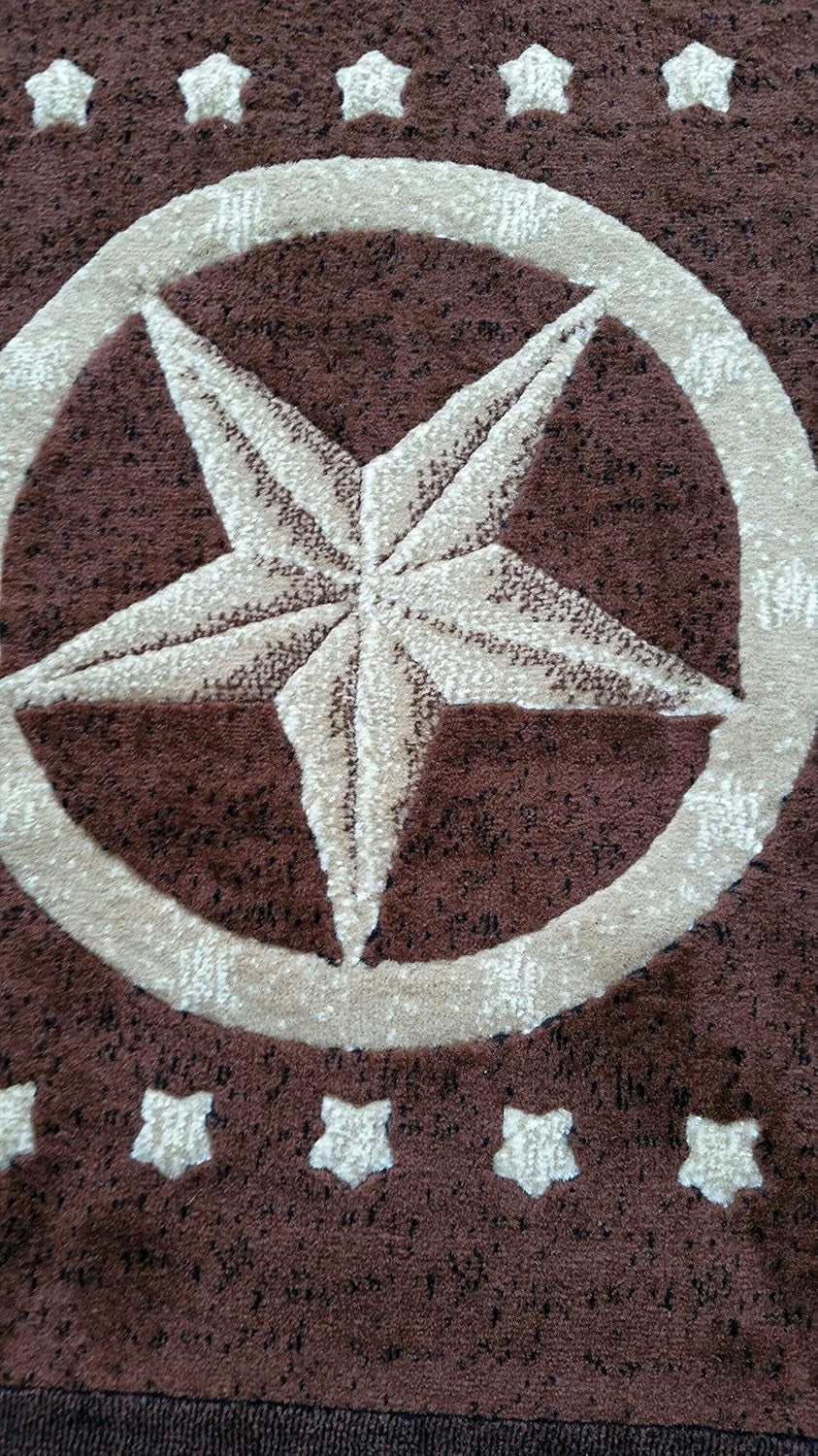 Texas Star Door Mat Area Rug Dark Brown Carpet King  Design #5457 (2Ft.X3Ft.)