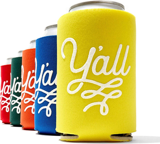 Y'All Texas Party Beverage Insulator in Five Colors Can Sleeve Insulator Texas Gift