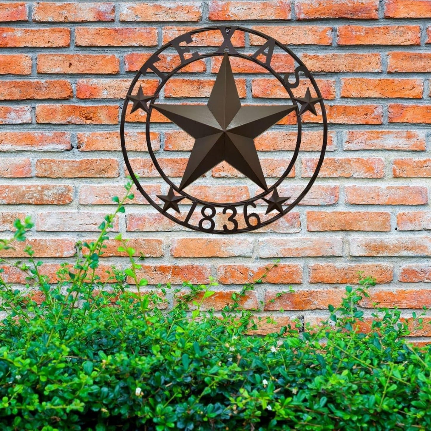 Rustic Metal Circle Texas Lonestar 1836 Wall Hanging Welcome Decor Sign Plaque