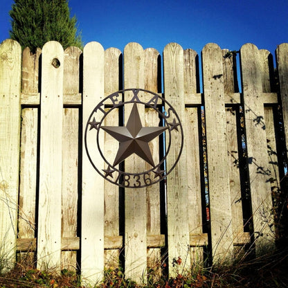Rustic Metal Circle Texas Lonestar 1836 Wall Hanging Welcome Decor Sign Plaque